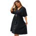 spring and summer V-neck new solid color sleeve dress NSDY34865