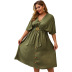 spring and summer V-neck new solid color sleeve dress NSDY34865