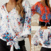 new digital printing large size strappy chiffon top  NSDY34889