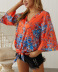 new digital printing large size strappy chiffon top  NSDY34889