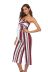 tie bow contrast striped long jumpsuit  NSDY34897