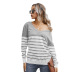 autumn and winter classic V-neck striped color-blocking sweater  NSDY34901