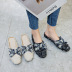 solid color round head side hollow flat slippers NSPE34974