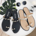 small pearls solid color flat-heeled slippers NSPE34978