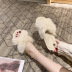 fashion rabbit fur cross slippers   NSPE35019