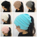 fashion pure color knit ponytail hat   NSTQ34723