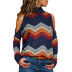 Printed High Neck Strapless Long Sleeve Knit T-Shirt  NSGE35047