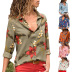 flower printing long-sleeved loose-fitting chiffon shirt NSGE35051