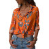 flower printing long-sleeved loose-fitting chiffon shirt NSGE35051