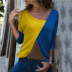 Contrasting Color Stitching Casual Long Sleeve Top NSGE35055