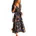 Chiffon Printed Long Sleeve High Waist shirt Dress NSGE35057