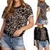 Leopard Print Round Neck Short-Sleeved T-Shirt NSGE35063