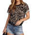 Leopard Print Round Neck Short-Sleeved T-Shirt NSGE35063