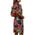 Printed Lace Mid-length Long Sleeve Dress  NSGE35070