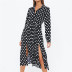 Polka Dot Printed Long Sleeve Irregular Chiffon Dress  NSGE35086
