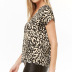 camisa de gasa suelta con cuello en V y estampado de leopardo informal NSGE35087