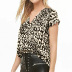 casual leopard print V-neck loose chiffon shirt NSGE35087