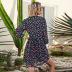 Chiffon Long-Sleeved V-Neck Print Slim Dress NSGE35102