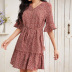 V-Neck Printed High Waist Chiffon Dress NSGE35105