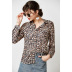 leopard print long-sleeved lapel chiffon shirt  NSGE35117