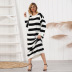 striped knitted long-sleeved dress  NSSE35206