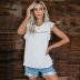 hollow lace stitching cotton casual T-shirt NSSE35221