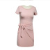 solid color short sleeve knot dress NSHZ35271