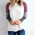 round neck stitching long-sleeved contrast T-shirt  NSXS35322