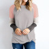 round neck stitching long-sleeved contrast T-shirt  NSXS35322