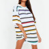 casual striped color T-shirt dress  NSXS35323