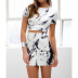 printed tie-dye short-sleeved T-shirt skirt two-piece  NSXS35327