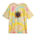 casual short-sleeved sun print mid-length hedging T-shirt NSXS35335