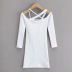 Design neck stretch long-sleeved dress NSHS35393