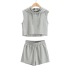 solid color hooded vest elastic waist sports shorts two-piece suit NSHS35399