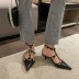pointed rivet high heel buckle sandals  NSCA38266