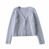 fashion V-neck two-button mohair loose knitted cardigan NSAC38401