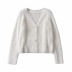 fashion V-neck two-button mohair loose knitted cardigan NSAC38401