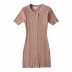 slim stretch-breasted polo collar knitted dress NSAC38402