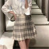 new high waist plaid pleated skirt  NSAC38404