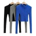 high neck slim zipper long-sleeved sweater NSAC38421