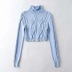 high neck twist short knitted pullover sweater NSAC38425