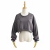 Embroidered Long Sleeve Short Sweatshirt   NSAC38452