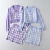 knitted short plaid sweater  knitted skirt two-piece suit NSAC38461