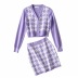 knitted short plaid sweater  knitted skirt two-piece suit NSAC38461
