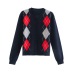 fashion short diamond plaid sweater NSAC38467