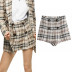 shorts de tweed a cuadros en contraste de cintura alta NSLD38498