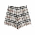 high-waist contrasting plaid tweed shorts   NSLD38498