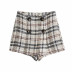 high-waist contrasting plaid tweed shorts   NSLD38498