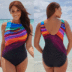 sexy color striped tight-fitting one-piece swimwear NSHL38567