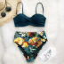 tropical plant print solid color swimwear  NSHL38575